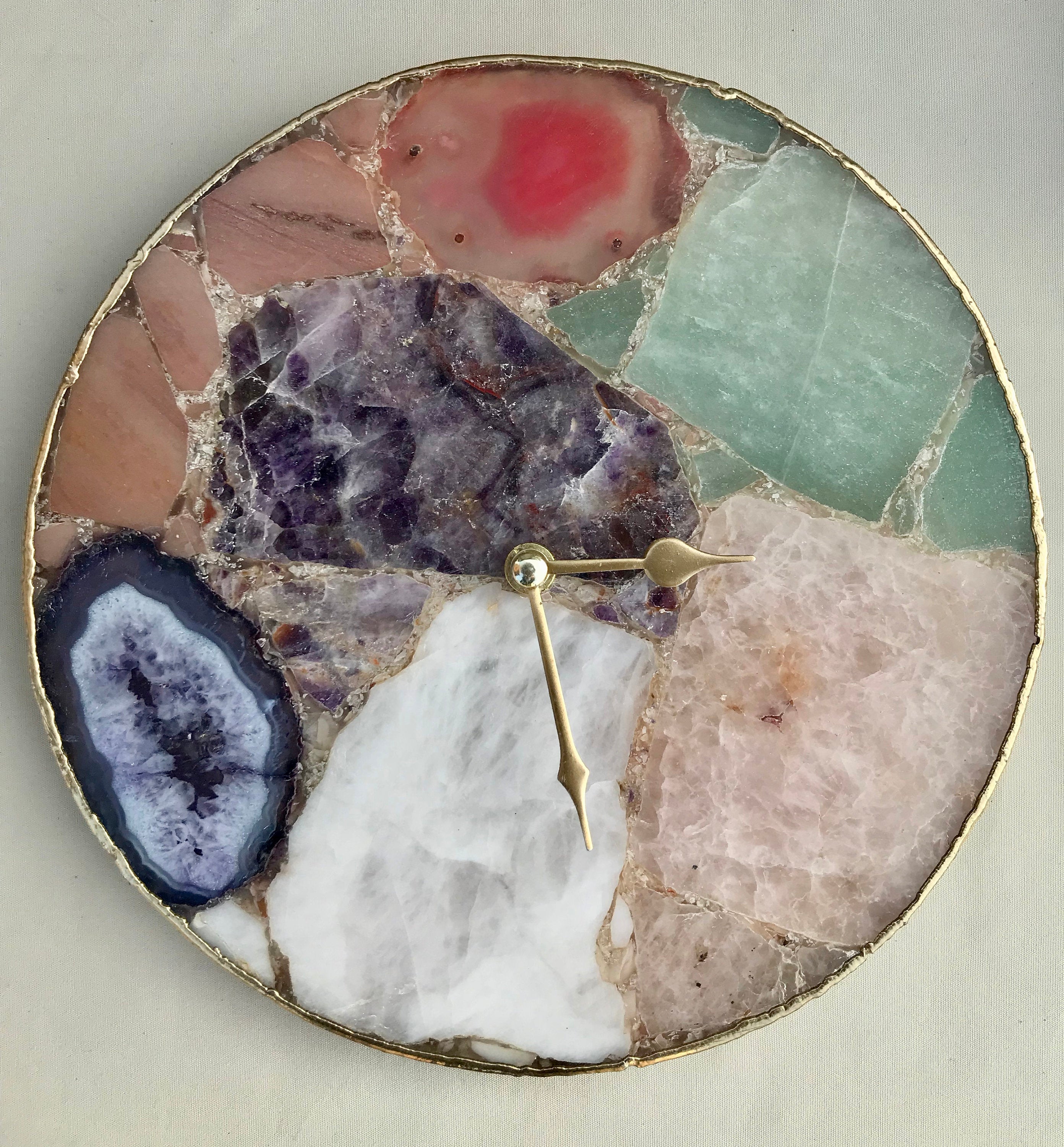 Exclusive Multicolor Large Agate Wall Clock| 12" Diameter-0