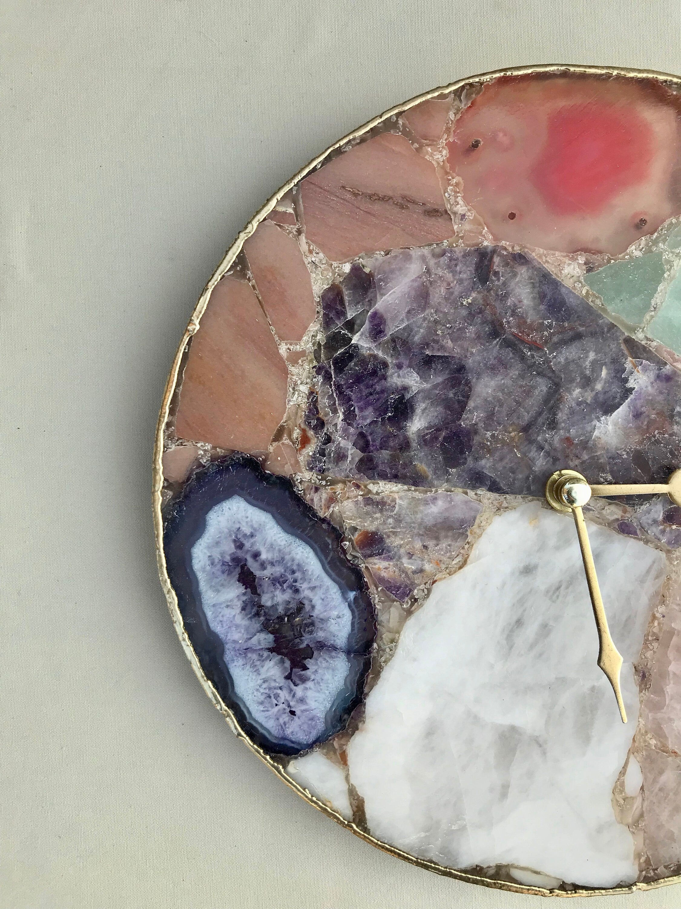 Exclusive Multicolor Large Agate Wall Clock| 12" Diameter-1