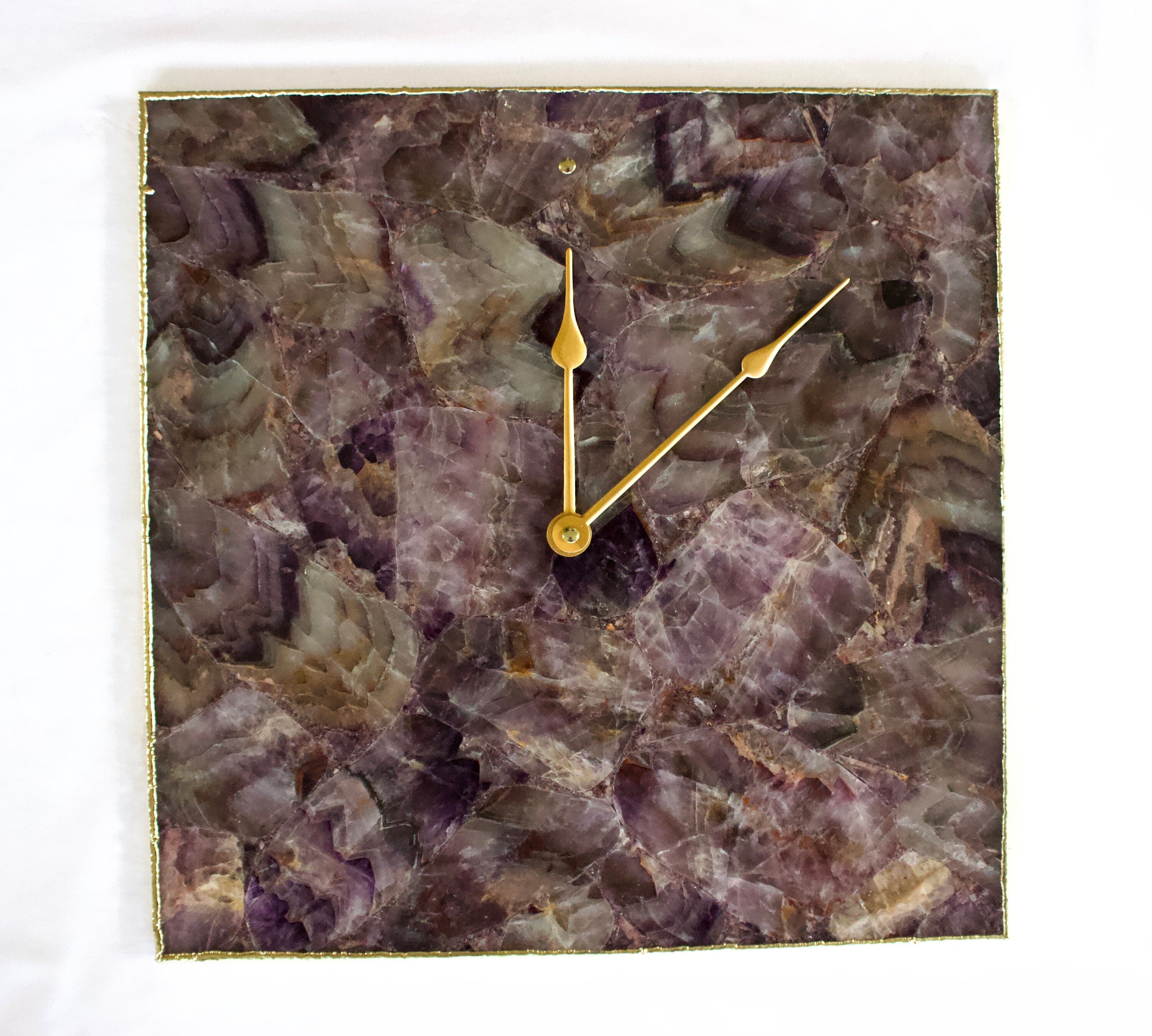 Amethyst Agate Wall Clock | Square-0